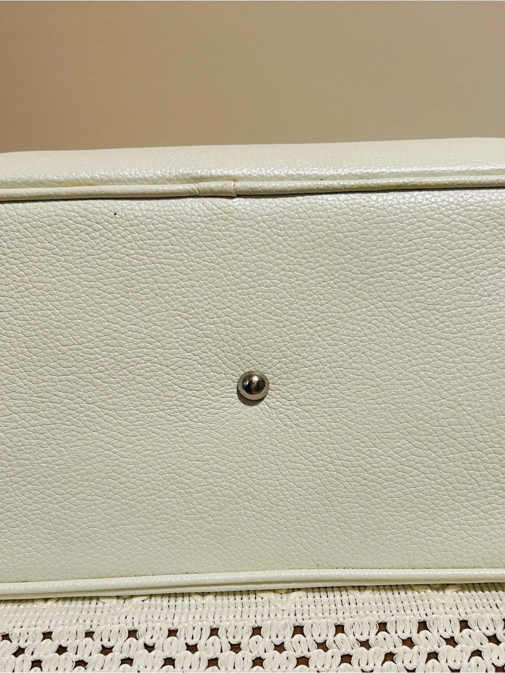 Women’s White Perforated Tote Bag with Charm - Picture 5 of 10